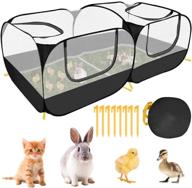 🏕️ autowt small animal playpen with breathable transparent mesh walls - portable large chicken run coop, foldable pet cage tent with 4 zipper doors for puppy, kitten, rabbits - ideal for outdoor use logo