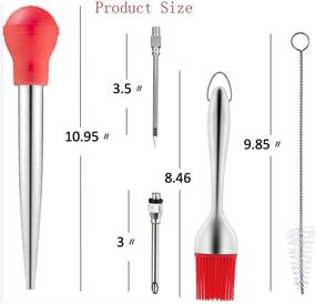 img 3 attached to 🦃 Red Silicone and Stainless Steel Turkey Baster Set with Flavour Injector Pump, Cleaning Brush, and 2 Cooking Needles - Complete 5-Piece Meat Baster Syringe Set