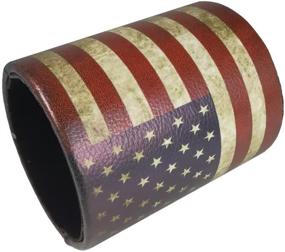 img 1 attached to 🖋️ Charming Vintage Pen Pencil Holder Cup - DreamsEden Retro Pattern Desk Organizer for Home Office Bedroom (American Flag Round)