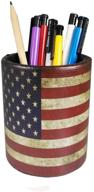 🖋️ charming vintage pen pencil holder cup - dreamseden retro pattern desk organizer for home office bedroom (american flag round) логотип