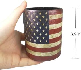 img 2 attached to 🖋️ Charming Vintage Pen Pencil Holder Cup - DreamsEden Retro Pattern Desk Organizer for Home Office Bedroom (American Flag Round)