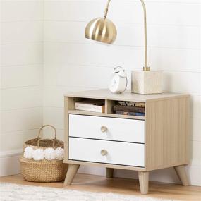 img 3 attached to 🌙 South Shore Yodi 2-Drawer Nightstand: Sleek Soft Elm and Pure White Storage Solution