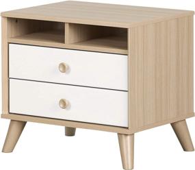 img 2 attached to 🌙 South Shore Yodi 2-Drawer Nightstand: Sleek Soft Elm and Pure White Storage Solution