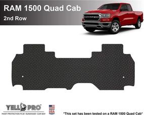 img 3 attached to 🚗 YelloPro USA-Made Heavy Duty Car Floor Mat Accessories for 2019, 2020 Dodge Ram 1500 Quad Cab - All-Weather Anti-Slip Liner in Black Rubber - 2nd Row (Bucket Seating)
