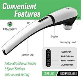 img 3 attached to 👐 Cordless Handheld Back Massager 2600mAh with Heat - Effective Pain Relief for Muscles, Foot, Neck, Shoulder, Leg, and Calf - Electric Percussion Full Body Massager with 6 Speeds