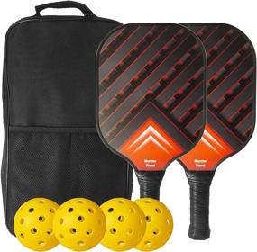 img 4 attached to 🏓 USAPA Approved Pickleball Paddles Set by Monster Planet - Honeycomb Core with Polypropylene Carbon Fiber, 2 Paddles + 4 Pickleball 40 Holes Balls + 1 Bag