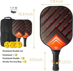 img 1 attached to 🏓 USAPA Approved Pickleball Paddles Set by Monster Planet - Honeycomb Core with Polypropylene Carbon Fiber, 2 Paddles + 4 Pickleball 40 Holes Balls + 1 Bag