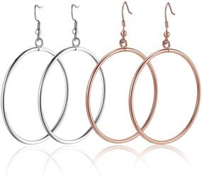 img 4 attached to UNIWILL Plated Stainless Steel Hoop Dangle Earrings for Women Girls with Circle Endless Fishhook Design - Ideal for Sensitive Ears