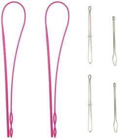 img 4 attached to Joycoco Easy Threader Needle Set - 2 Flexible 🧶 Drawstring Threaders - Rose Red - (6 pcs) Drawstring Replacement Tools