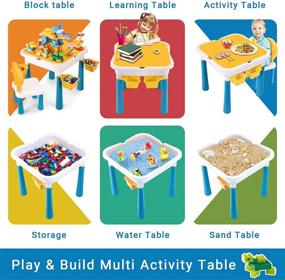 img 3 attached to 🦁 Multi Activity Table Set for Kids, Includes Storage Area, Toddler Table and Chair Set, with 180PCS Large Building Blocks Compatible with Popular Brands (Zoo Theme)