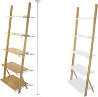 vibelle 5-tier shelf: versatile industrial plant flower stand, bookshelf, & storage organizer for home office and living room in bamboo logo