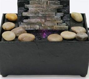 img 3 attached to 10-inch H Slate Brick Wall Tabletop Water Fountain by Nature's Mark with Natural River Rocks and Color Changing LED Lights (Power Cord Included)