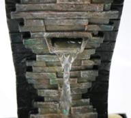 10-inch h slate brick wall tabletop water fountain by nature's mark with natural river rocks and color changing led lights (power cord included) logo