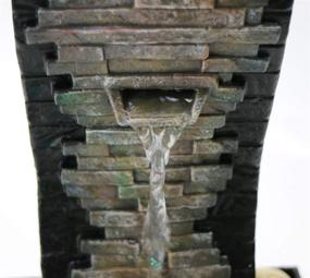 img 4 attached to 10-inch H Slate Brick Wall Tabletop Water Fountain by Nature's Mark with Natural River Rocks and Color Changing LED Lights (Power Cord Included)
