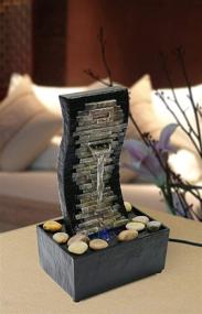 img 1 attached to 10-inch H Slate Brick Wall Tabletop Water Fountain by Nature's Mark with Natural River Rocks and Color Changing LED Lights (Power Cord Included)