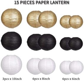 img 3 attached to 🎉 Stylish Paper Lanterns: 15pcs Decorative Party Supplies for Wedding, Graduation, Anniversary, Birthday Parties in Black, Gold, and White