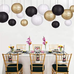 img 2 attached to 🎉 Stylish Paper Lanterns: 15pcs Decorative Party Supplies for Wedding, Graduation, Anniversary, Birthday Parties in Black, Gold, and White