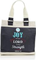 👜 christian art gifts navy retro canvas tote bag - joy of the lord, nehemiah 8:10 - magnetic closure - heavy cotton canvas lined handbag for women - enhance your seo! logo