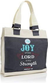 img 3 attached to 👜 Christian Art Gifts Navy Retro Canvas Tote Bag - Joy of The Lord, Nehemiah 8:10 - Magnetic Closure - Heavy Cotton Canvas Lined Handbag for Women - Enhance Your SEO!