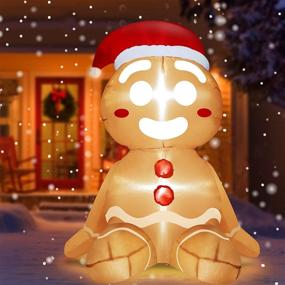 img 3 attached to 🎅 Christmas Inflatables Sitting Gingerbread Man - 3.5 Ft Outdoor Decoration, Lighted Blow Up Santa with Xmas Hat, LED Lights Xmas Decor for Holiday Yard, Lawn, Garden, Home, Party - Indoor/Outdoor Use