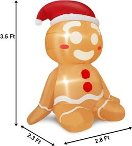 img 1 attached to 🎅 Christmas Inflatables Sitting Gingerbread Man - 3.5 Ft Outdoor Decoration, Lighted Blow Up Santa with Xmas Hat, LED Lights Xmas Decor for Holiday Yard, Lawn, Garden, Home, Party - Indoor/Outdoor Use