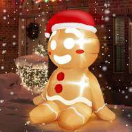 🎅 christmas inflatables sitting gingerbread man - 3.5 ft outdoor decoration, lighted blow up santa with xmas hat, led lights xmas decor for holiday yard, lawn, garden, home, party - indoor/outdoor use логотип