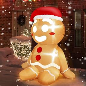 img 4 attached to 🎅 Christmas Inflatables Sitting Gingerbread Man - 3.5 Ft Outdoor Decoration, Lighted Blow Up Santa with Xmas Hat, LED Lights Xmas Decor for Holiday Yard, Lawn, Garden, Home, Party - Indoor/Outdoor Use