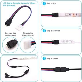 img 2 attached to Enhanced 5050 LED Strip Connector Kit: Includes 2 🔌 Way RGB Splitter, Jumper Cables, L Shape PCB, Connectors, and Clips