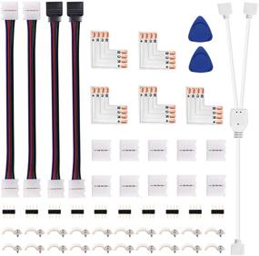 img 4 attached to Enhanced 5050 LED Strip Connector Kit: Includes 2 🔌 Way RGB Splitter, Jumper Cables, L Shape PCB, Connectors, and Clips