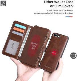 img 2 attached to 📱 Versatile iPhone 8 Plus and 7 Plus Wallet Case: Detachable Magnetic Design, Card Holder, Brown PU Leather Flip Cover with Lanyard and 13 Card Slots