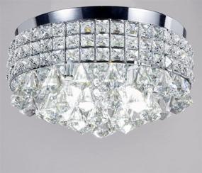 img 2 attached to 💡 Chrome Finish Metal Shade Flushmount Crystal Chandelier Ceiling Fixture - Brand New Galaxy 4-Light