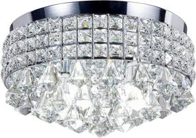 img 4 attached to 💡 Chrome Finish Metal Shade Flushmount Crystal Chandelier Ceiling Fixture - Brand New Galaxy 4-Light