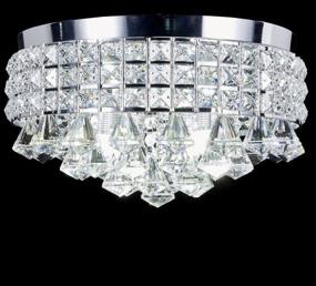 img 3 attached to 💡 Chrome Finish Metal Shade Flushmount Crystal Chandelier Ceiling Fixture - Brand New Galaxy 4-Light