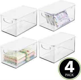 img 3 attached to 🗄️ mDesign Stackable Storage Bin Organizer: Clear/White 4 Pack for Kitchen, Bathroom, Pantry, Refrigerator, Freezer Organization – Holds Food, Fruit, Jars, Packets, Snacks, Pasta