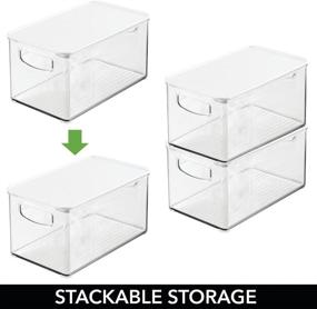 img 2 attached to 🗄️ mDesign Stackable Storage Bin Organizer: Clear/White 4 Pack for Kitchen, Bathroom, Pantry, Refrigerator, Freezer Organization – Holds Food, Fruit, Jars, Packets, Snacks, Pasta