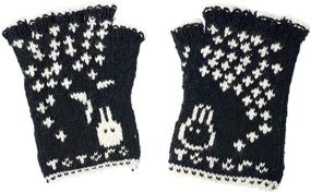 img 1 attached to Totoro Fingerless Gloves: Hand-Knit Warmers for Extra Coziness