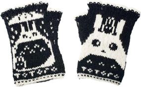img 3 attached to Totoro Fingerless Gloves: Hand-Knit Warmers for Extra Coziness