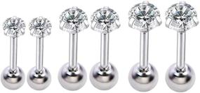 img 3 attached to 💎 Surgical Stainless Steel Stud Earrings: 16g Ear Cartilage Helix with Cubic Zirconia and Screw On Backs - Women's & Men's Piercing Jewelry Set