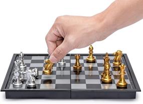 img 2 attached to Magnetic Travel Chess Set by Yellow Mountain Imports: Perfect Portable Entertainment on the Go!