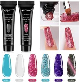 img 3 attached to 💎 Supwee Diamond Glitter Poly Nail Gel: Ultimate 6 Color Nail Kit for Gorgeous Nail Extensions – Varnish, Long-Lasting UV Gel, 15ML