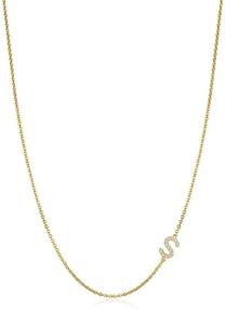 img 4 attached to 📿 Hidepoo Sideways Initial Necklace for Women - 14k Gold Plated CZ Alphabet 26 A-Z Letter Necklace, Personalized Monogram Initial Necklace - Perfect Gifts for Women and Girls