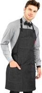 premium black denim chef apron with smart pockets - adjustable for men and women - ideal for pro chefs, cooks, bakers, baristas, bartenders, and servers логотип