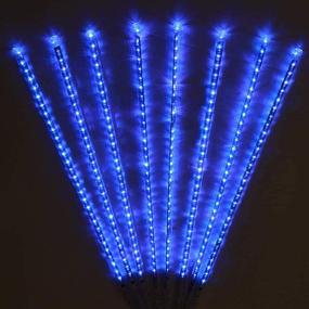 img 1 attached to Blissun Christmas String Lights, Falling Rain Lights, Meteor Shower Rain Drop Lights, 30cm 8 Tubes 288 LED Icicle Lights Falling Lights for Patio Garden Party Christmas Decoration in Blue