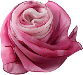 img 3 attached to JWSilk Chiffon Scarf Floral Fuschia Women's Accessories and Scarves & Wraps