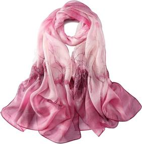 img 4 attached to JWSilk Chiffon Scarf Floral Fuschia Women's Accessories and Scarves & Wraps