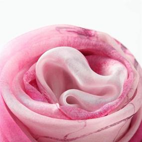 img 2 attached to JWSilk Chiffon Scarf Floral Fuschia Women's Accessories and Scarves & Wraps