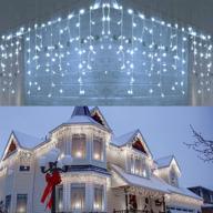 🎄 enhance your christmas decor with 19.6ft 300 led white christmas icicle lights: waterproof, timer, 8 modes - perfect for outdoor decoration, eaves, trees, weddings, and parties logo