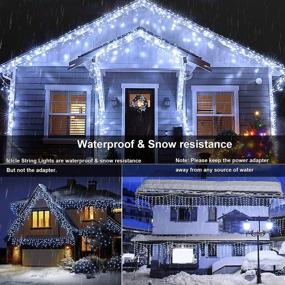 img 1 attached to 🎄 Enhance your Christmas Decor with 19.6ft 300 LED White Christmas Icicle Lights: Waterproof, Timer, 8 Modes - Perfect for Outdoor Decoration, Eaves, Trees, Weddings, and Parties