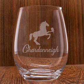 img 3 attached to 🍷 Treasure Trades Chardonneigh Funny Wine Glass Bundle With Wine Stopper - 16 oz Horse Adult Humor Design - Perfect for Drinking Red and White Wine - Unique Gift for Women, Men, Mom, Wife