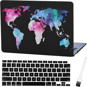 img 4 attached to 🌵 2020 MacBook Air 13 Inch Case A2337 A2179 - World Map Hard Shell Cover Sleeve Matte Rubberized + Silicon Keyboard Cover and Dust Brush - Cactus Design Notebook